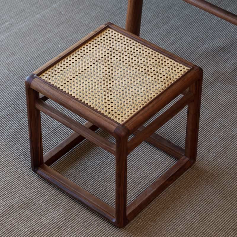 Rattan Seat Solid Wood Ottoman