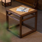 Rattan Seat Solid Wood Ottoman - image 3
