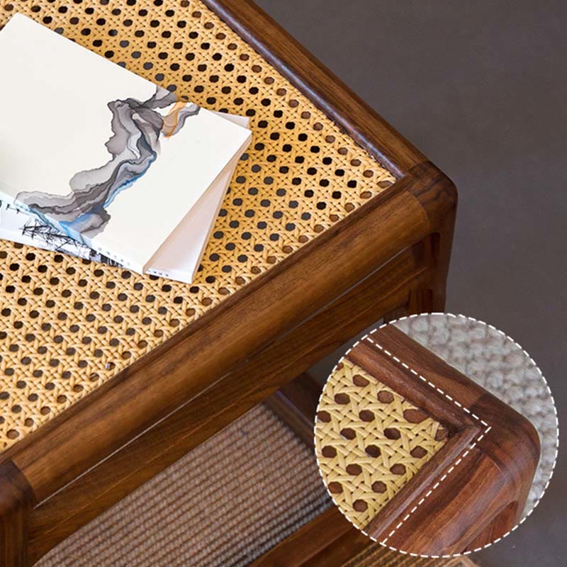 Rattan Seat Solid Wood Ottoman - image 6