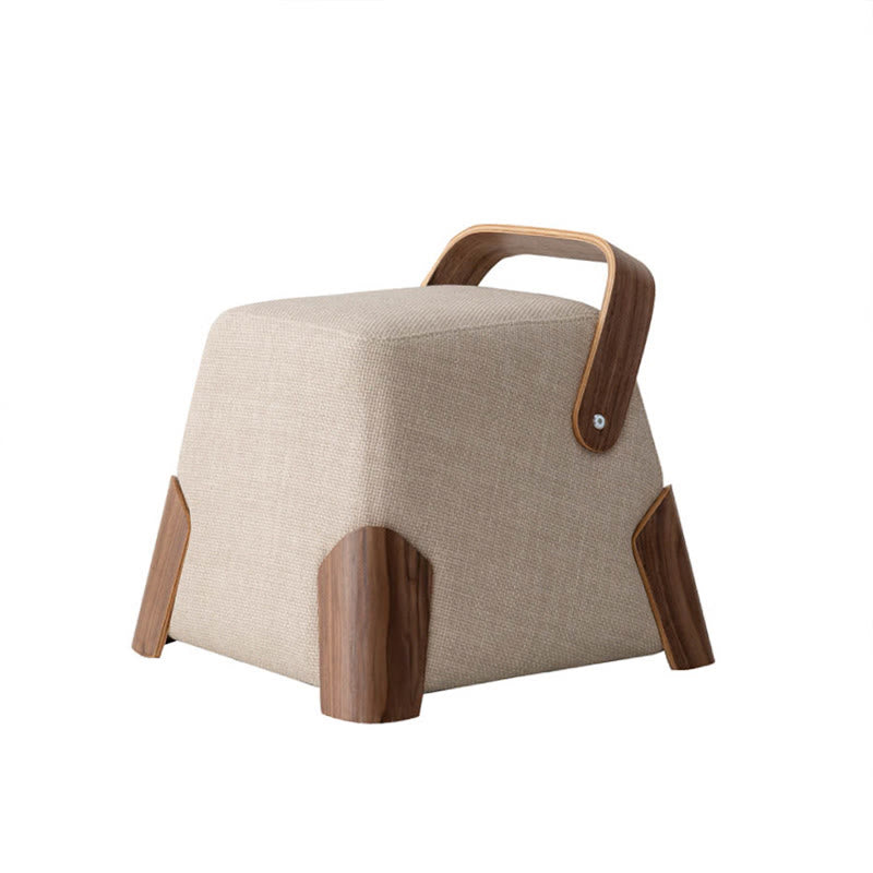 Solid Wood Handle Small Square Ottoman