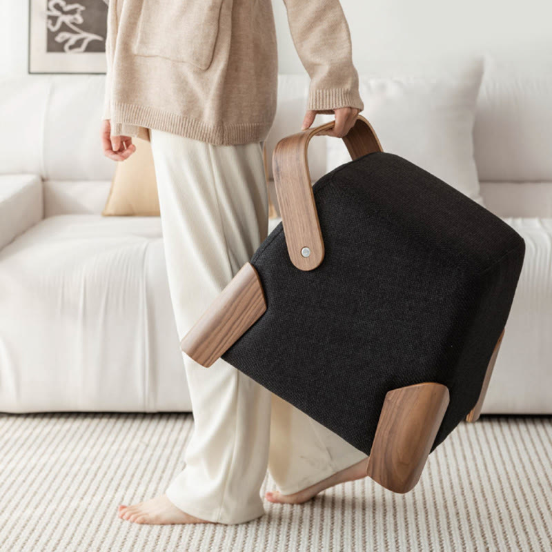 Solid Wood Handle Small Square Ottoman - image 3