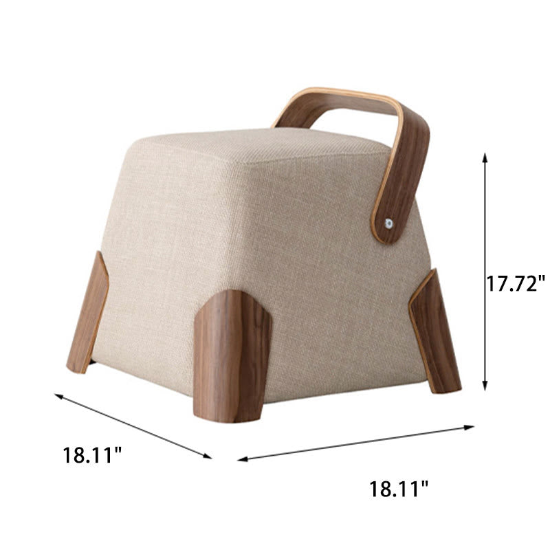 Solid Wood Handle Small Square Ottoman