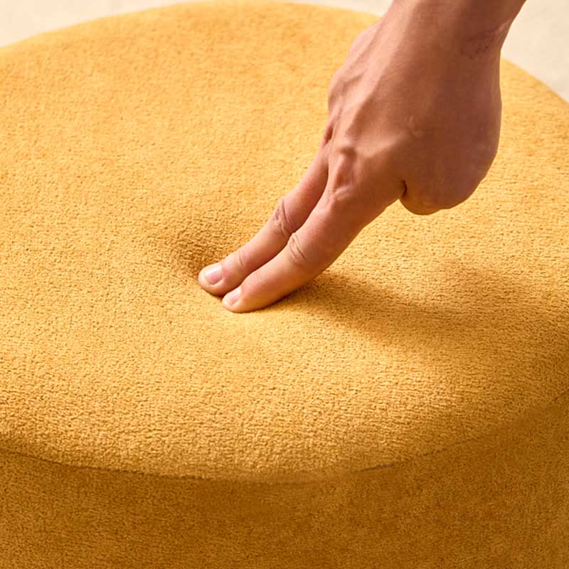 Modern Solid Wood Yellow Round Ottoman - image 9