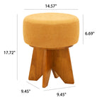 Modern Solid Wood Yellow Round Ottoman - image 11