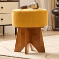 Modern Solid Wood Yellow Round Ottoman - Cherry - image 0