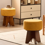 Modern Solid Wood Yellow Round Ottoman - image 7