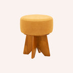 Modern Solid Wood Yellow Round Ottoman - image 1