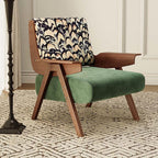 Retro Single Solid Wood Accent Chair - Green - image 0
