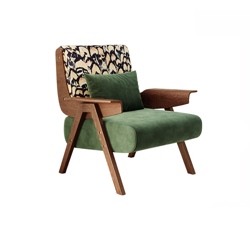 Retro Single Solid Wood Accent Chair - image 1