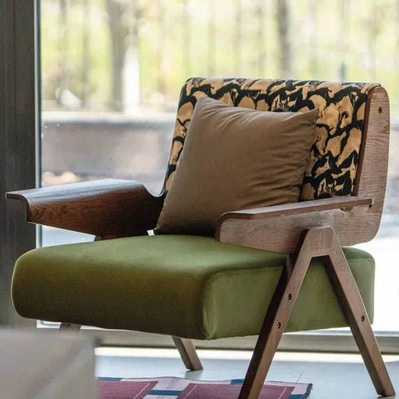 Retro Single Solid Wood Accent Chair