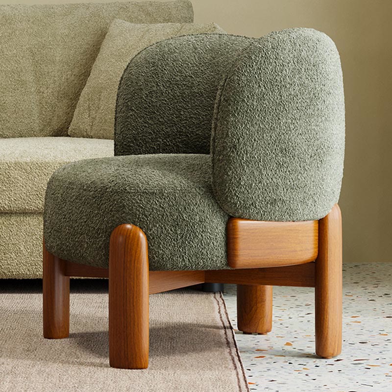 Single Chenille Fabric Solid Wood Accent Chair - image 6
