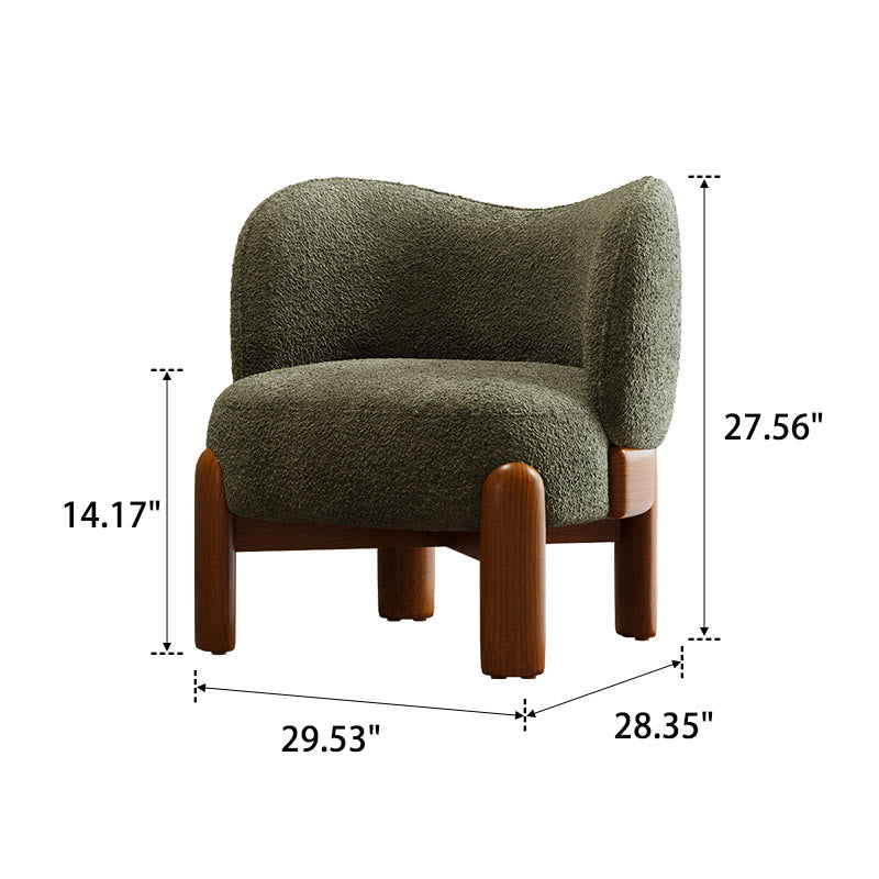 Single Chenille Fabric Solid Wood Accent Chair