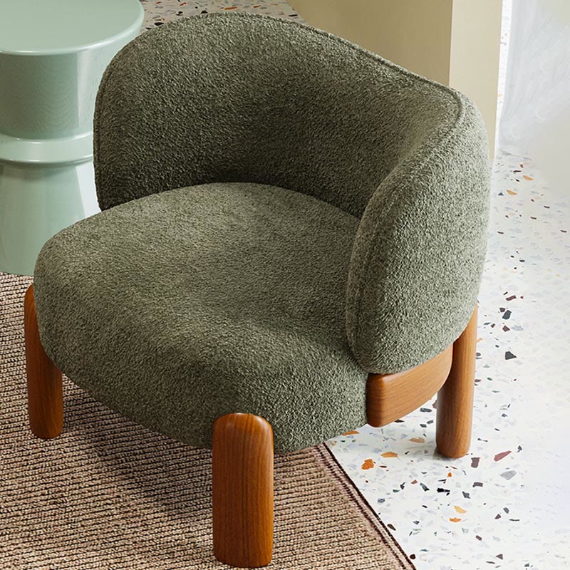 Single Chenille Fabric Solid Wood Accent Chair - image 5