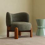 Single Chenille Fabric Solid Wood Accent Chair - image 2