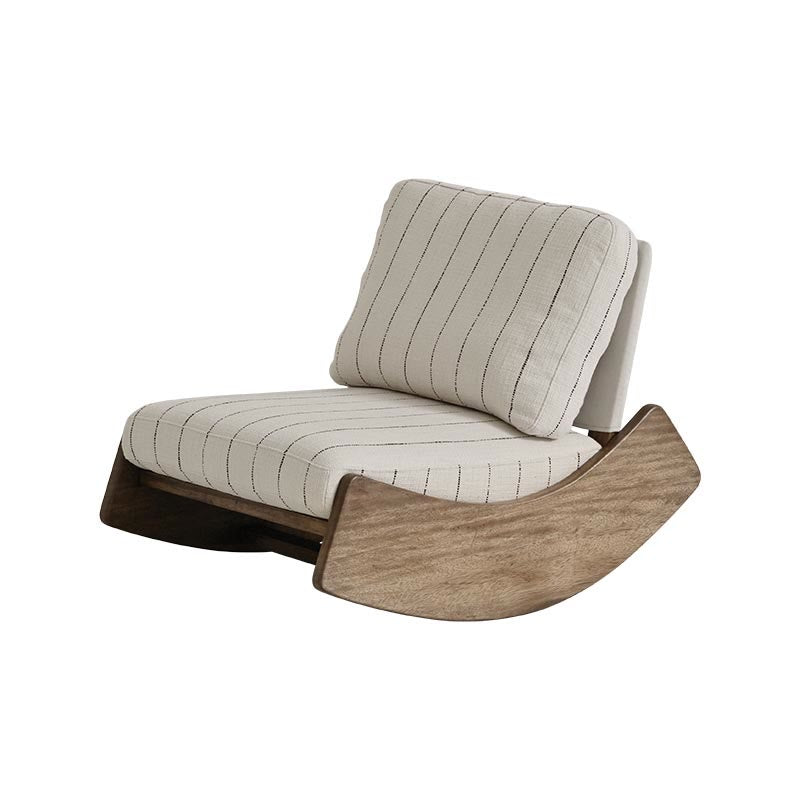 Solid Wood Accent Chair With Striped Cotton Cushion - image 1