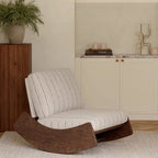 Solid Wood Accent Chair With Striped Cotton Cushion - image 3