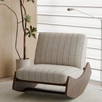 Solid Wood Accent Chair With Striped Cotton Cushion - image 5