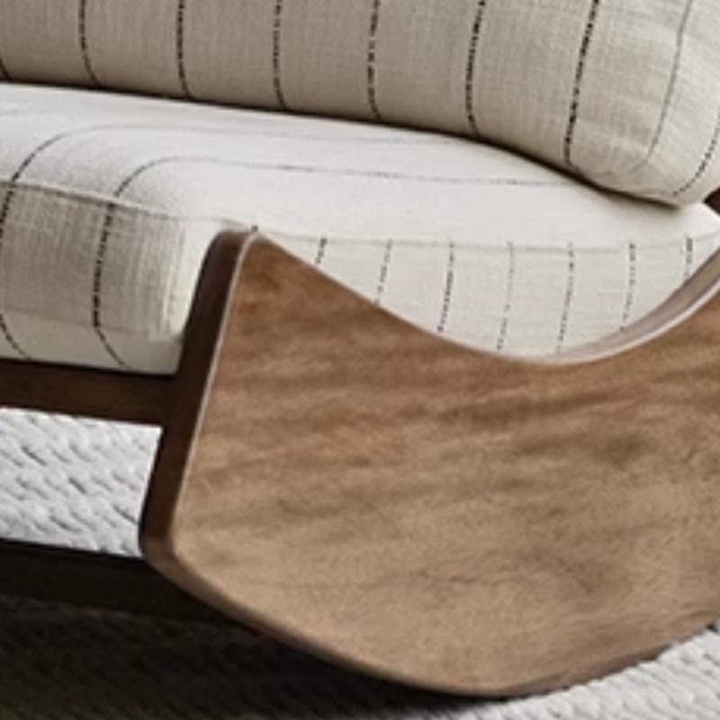 Solid Wood Accent Chair With Striped Cotton Cushion - image 7