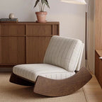 Solid Wood Accent Chair With Striped Cotton Cushion - image 2