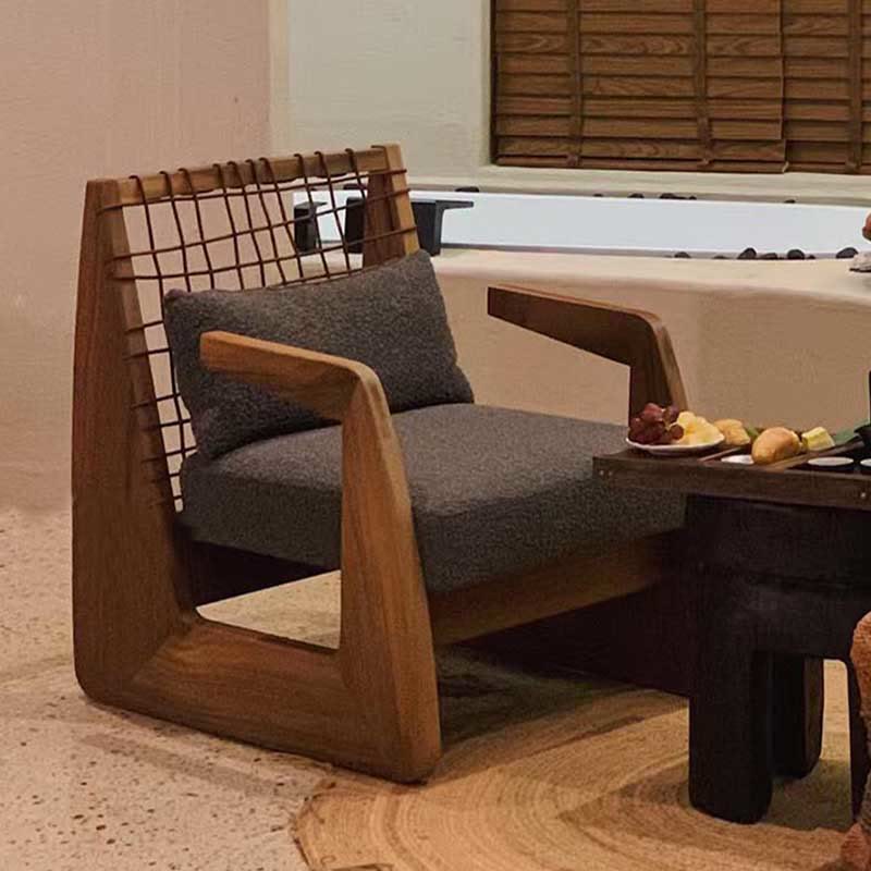 Mid-century Woven Rope Accent Chair - Dark Grey - image 0