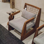 Mid-century Woven Rope Accent Chair - Light Grey - image 4
