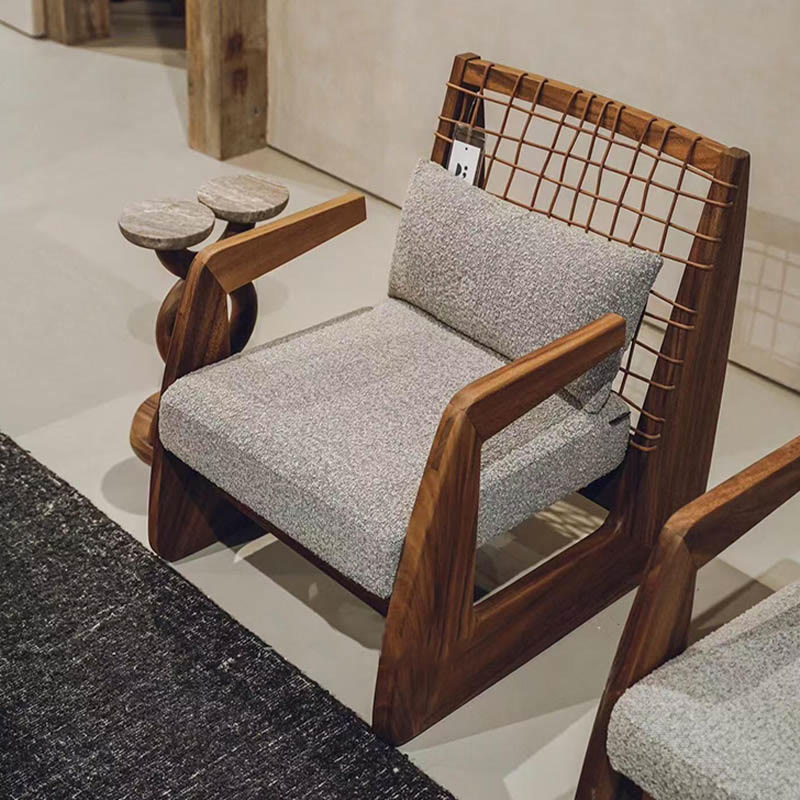 Mid-century Woven Rope Accent Chair - Light Grey - image 4