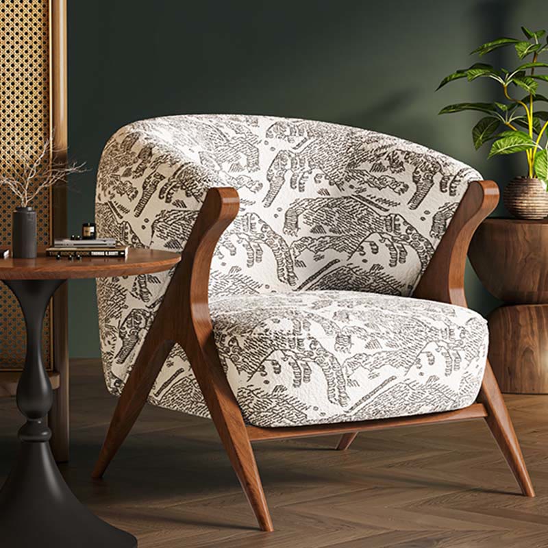 Single Vintage Solid Wood Sofa Accent Chair - Pattern A - image 3
