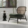 Mid-century Solid Wood Rattan Accent Chair - Green - image 0