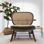 Mid-century Solid Wood Rattan Accent Chair - image 2