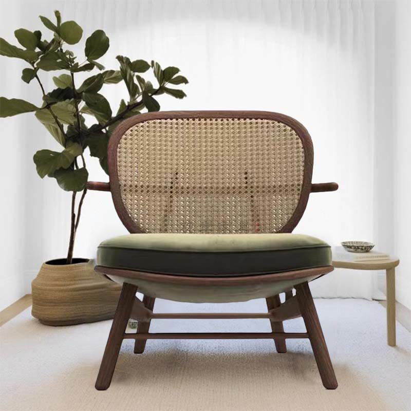 Mid-century Solid Wood Rattan Accent Chair - image 2