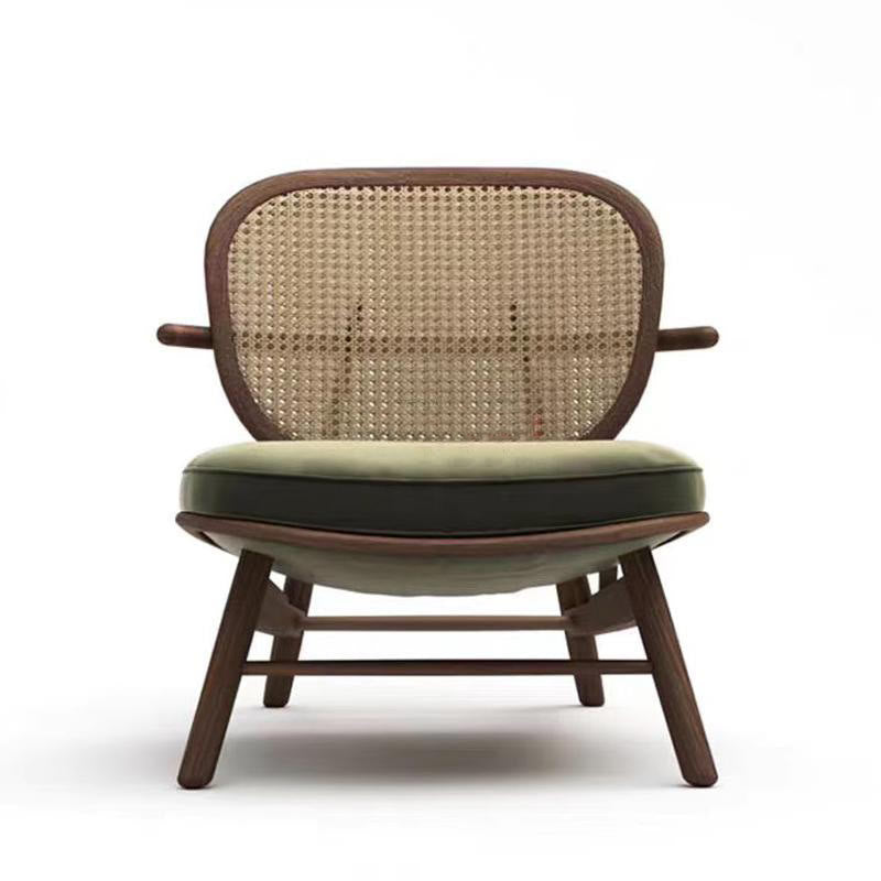 Mid-century Solid Wood Rattan Accent Chair - image 1