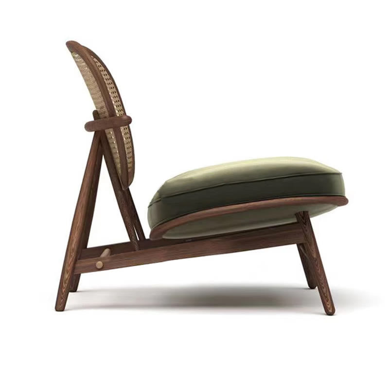 Mid-century Solid Wood Rattan Accent Chair - image 4
