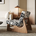 Mid-century Solid Wood Arched Base Accent Chair - image 2