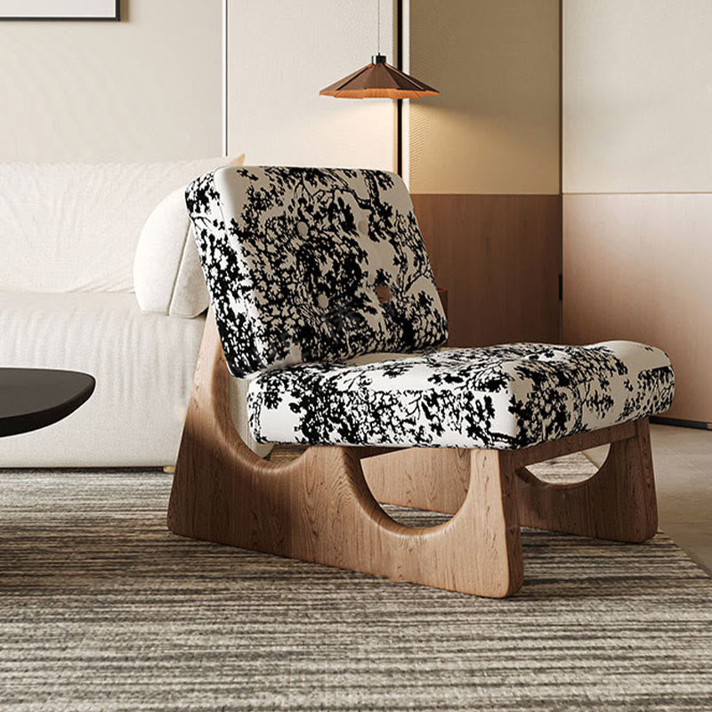 Mid-century Solid Wood Arched Base Accent Chair - Walnut - image 0