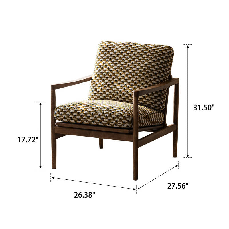 Jacquard Fabric Printed Solid Wood Accent Chair