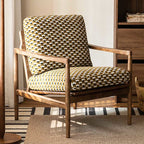 Jacquard Fabric Printed Solid Wood Accent Chair - image 2