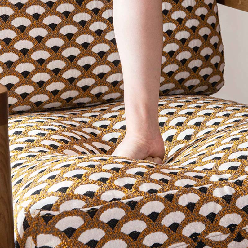 Jacquard Fabric Printed Solid Wood Accent Chair