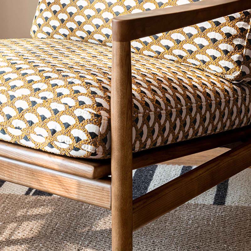 Jacquard Fabric Printed Solid Wood Accent Chair - image 6