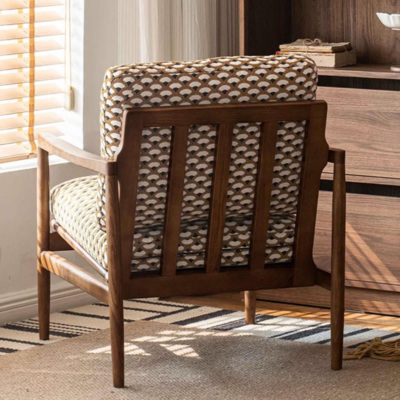 Jacquard Fabric Printed Solid Wood Accent Chair