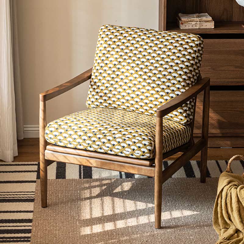 Jacquard Fabric Printed Solid Wood Accent Chair - Pattern A - image 0
