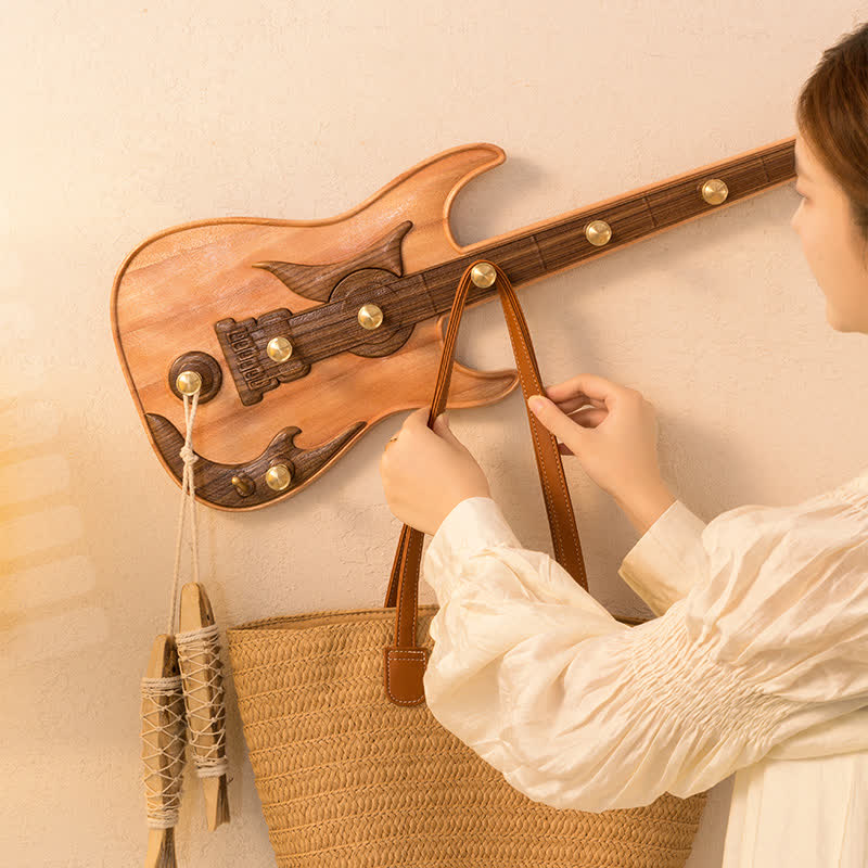 Creative Wooden Guitar Shape Wall Hook