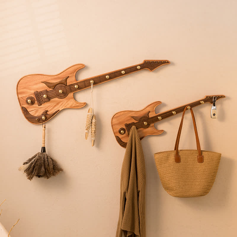 Creative Wooden Guitar Shape Wall Hook - image 0