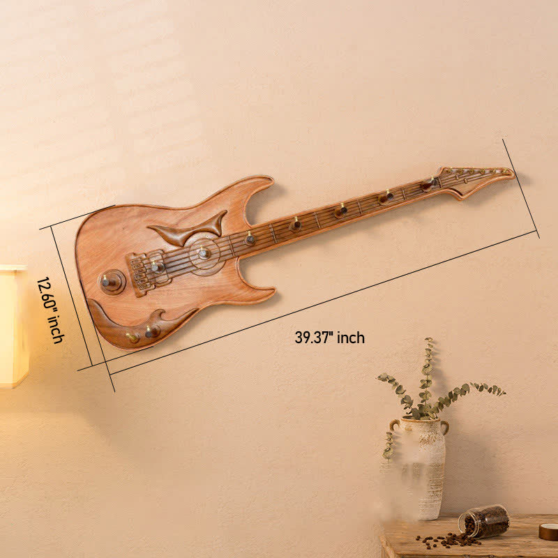 Creative Wooden Guitar Shape Wall Hook - Wood Hook - L(16 hooks)-12.59" W x 39.37" L - image 8