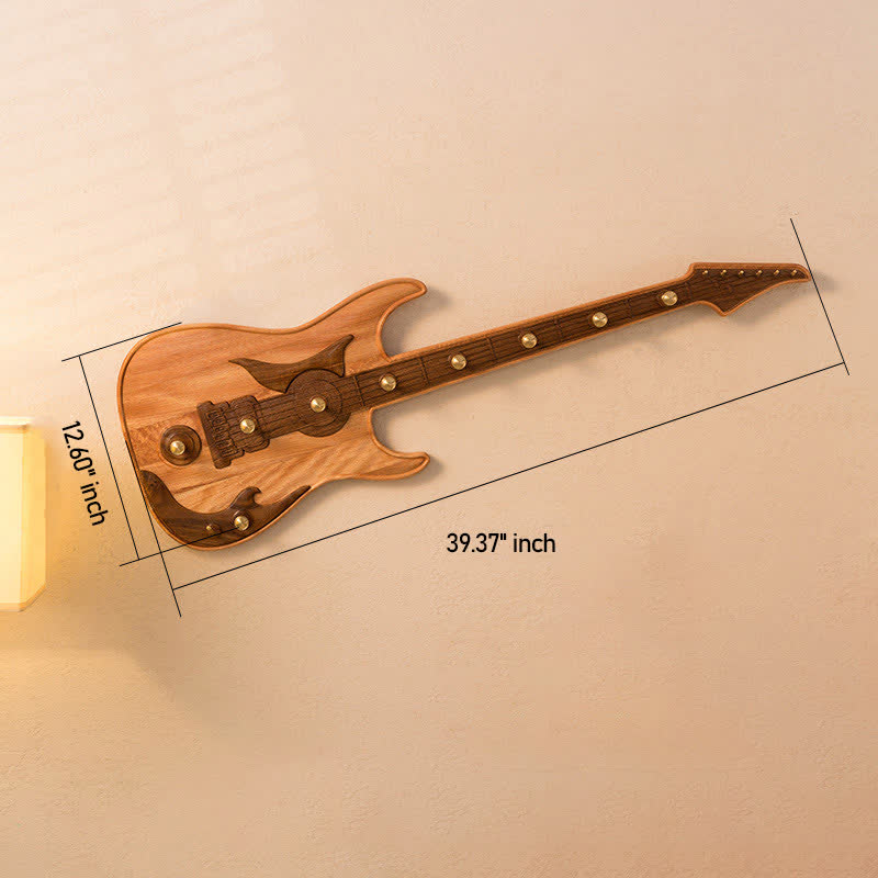 Creative Wooden Guitar Shape Wall Hook - Brass Hook - L(16 hooks)-12.59" W x 39.37" L - image 10