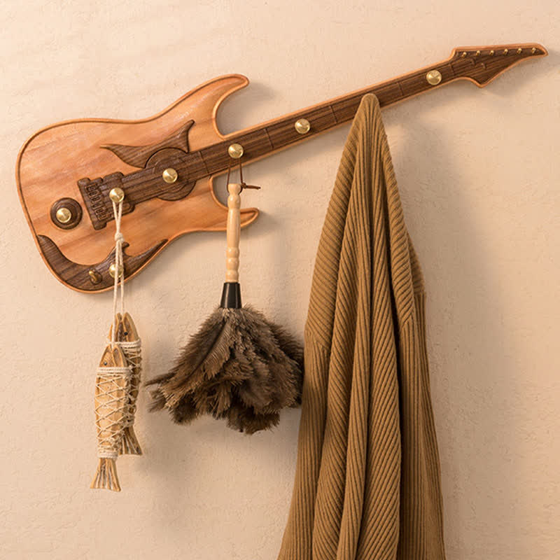 Creative Wooden Guitar Shape Wall Hook - image 2