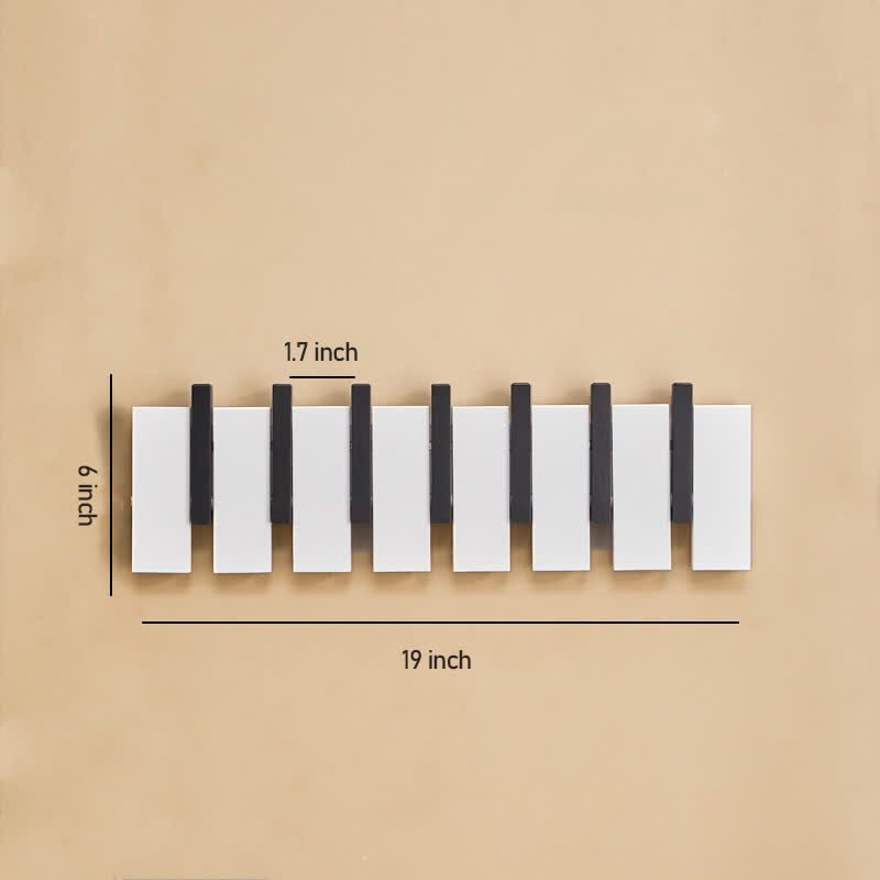 Solid Wood Piano Key Wall Hook - Black&White - S(7 Hooks)- 5.90" W x 19.13" L x 1.33” Th - image 18