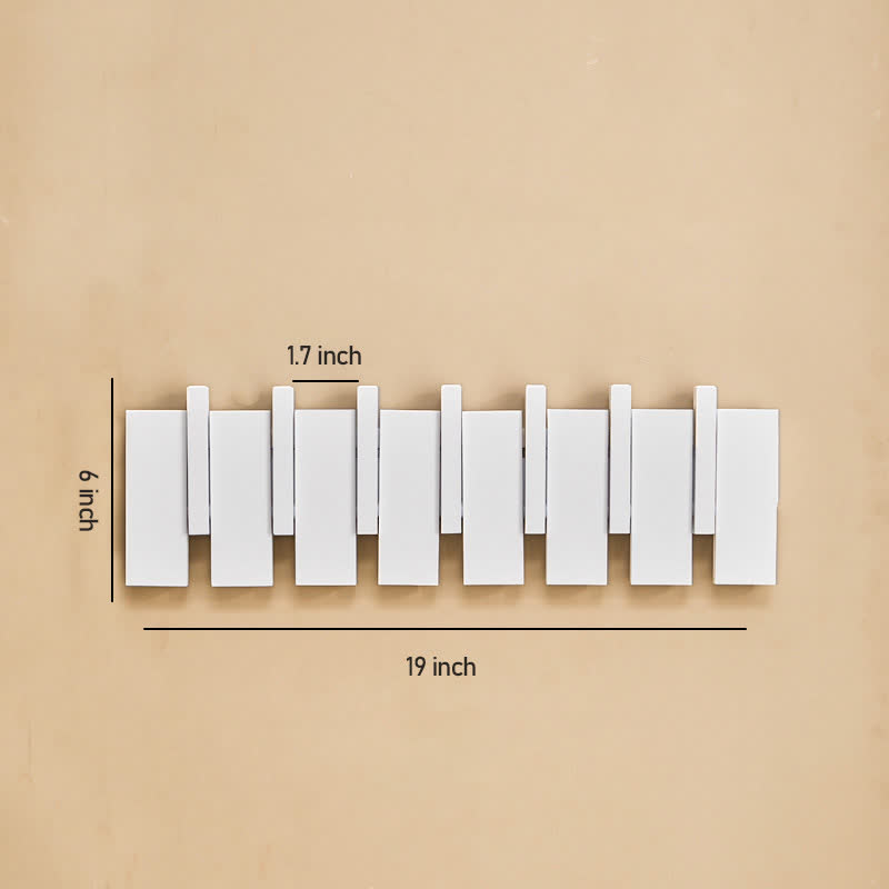 Solid Wood Piano Key Wall Hook - White - S(7 Hooks)- 5.90" W x 19.13" L x 1.33” Th - image 10