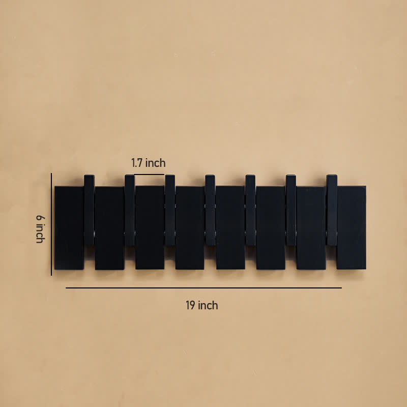 Solid Wood Piano Key Wall Hook - Black - S(7 Hooks)- 5.90" W x 19.13" L x 1.33” Th - image 14