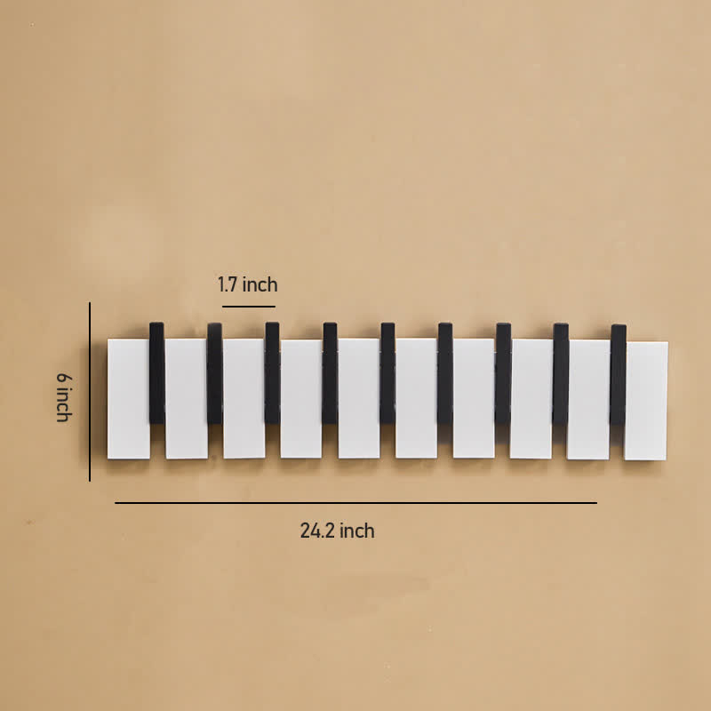 Solid Wood Piano Key Wall Hook - Black&White - M(9 Hooks)-5.90" W x 24.21" L x 1.33” Th - image 19