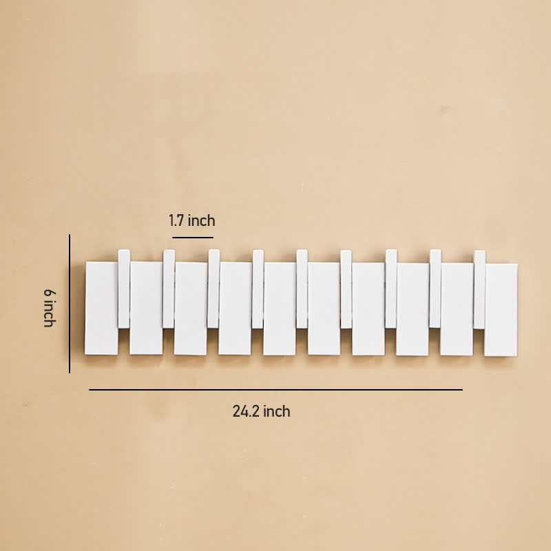 Solid Wood Piano Key Wall Hook - White - M(9 Hooks)-5.90" W x 24.21" L x 1.33” Th - image 11